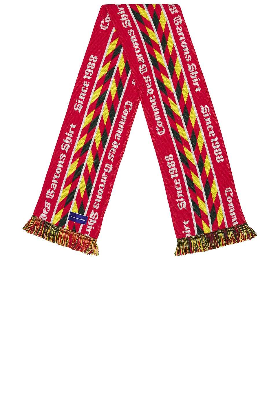 Comme Des Garçons Shirt Chevron-pattern Fringed Scarf In Multi