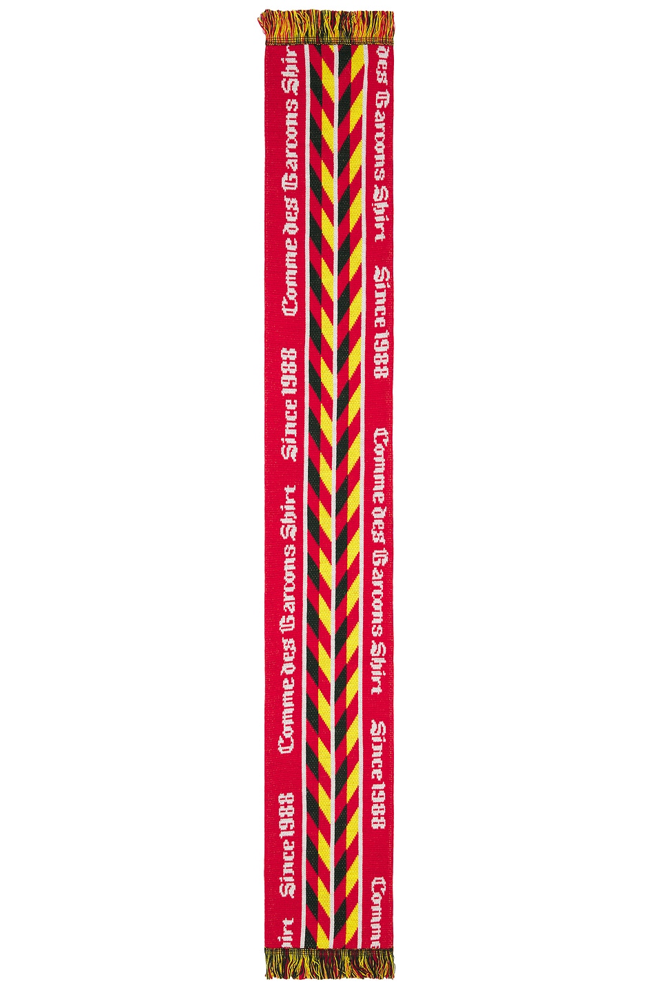 Comme Des Garçons Shirt Chevron-pattern Fringed Scarf In Multi