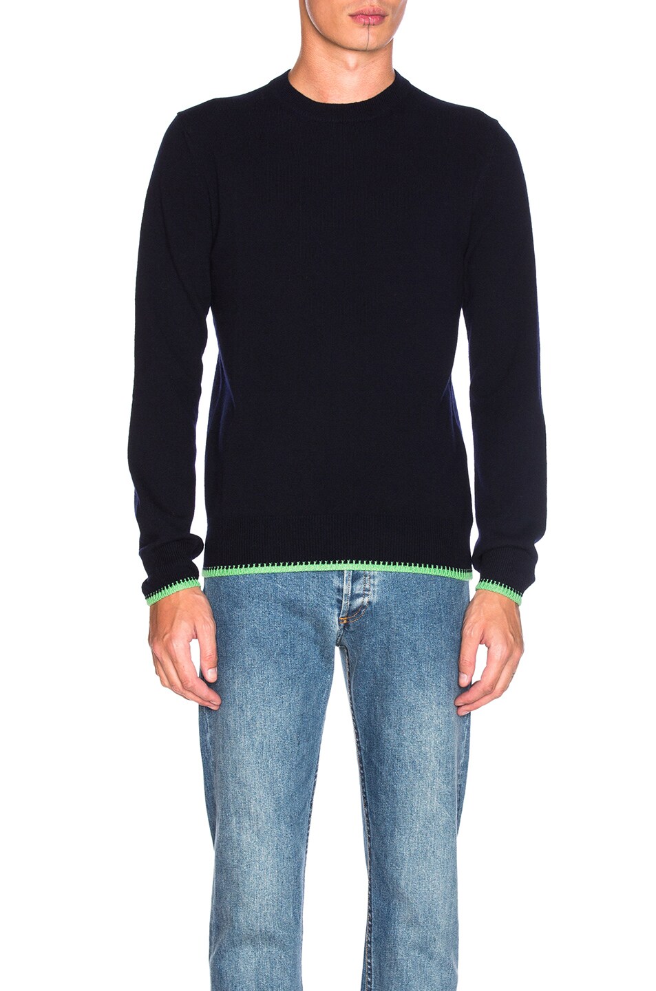 Image 1 of COMME des GARCONS SHIRT Pullover Sweater in Navy & Green