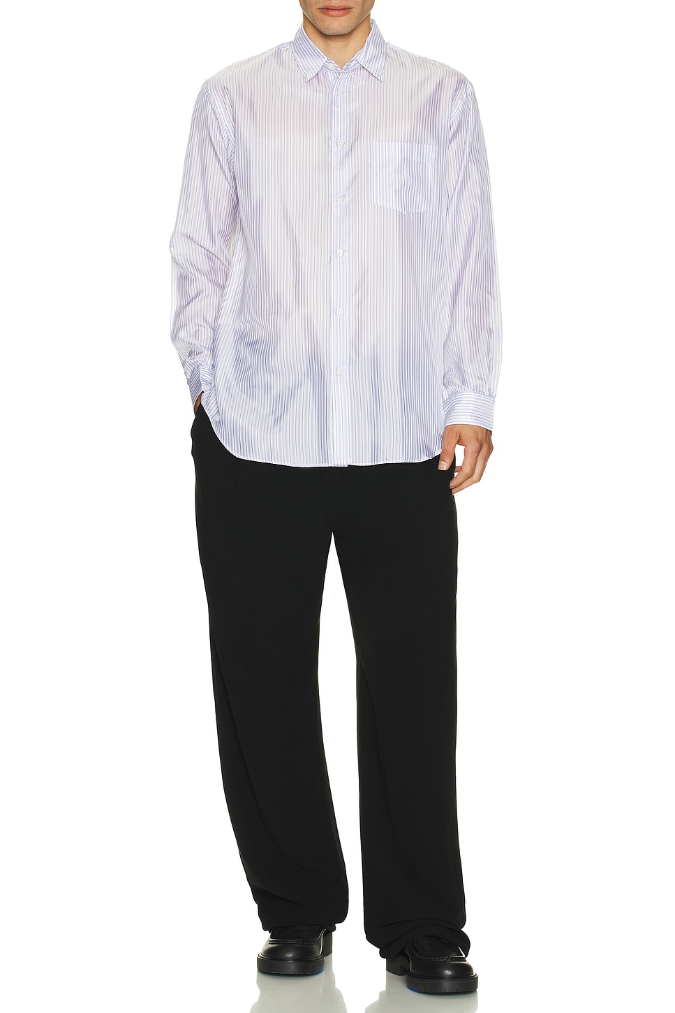 Image 1 of COMME des GARCONS SHIRT Yarn Dyed Cupra Stripe Shirt in Stripe 6