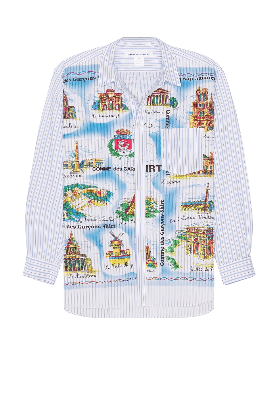 Image 1 of COMME des GARCONS SHIRT Wide Classic Landmark Shirt in Stripe & Mix