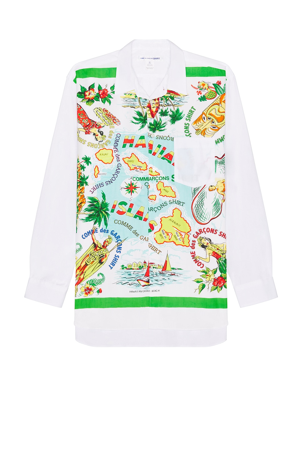Image 1 of COMME des GARCONS SHIRT Wide Classic Hawaiian Map Shirt in White & Mix