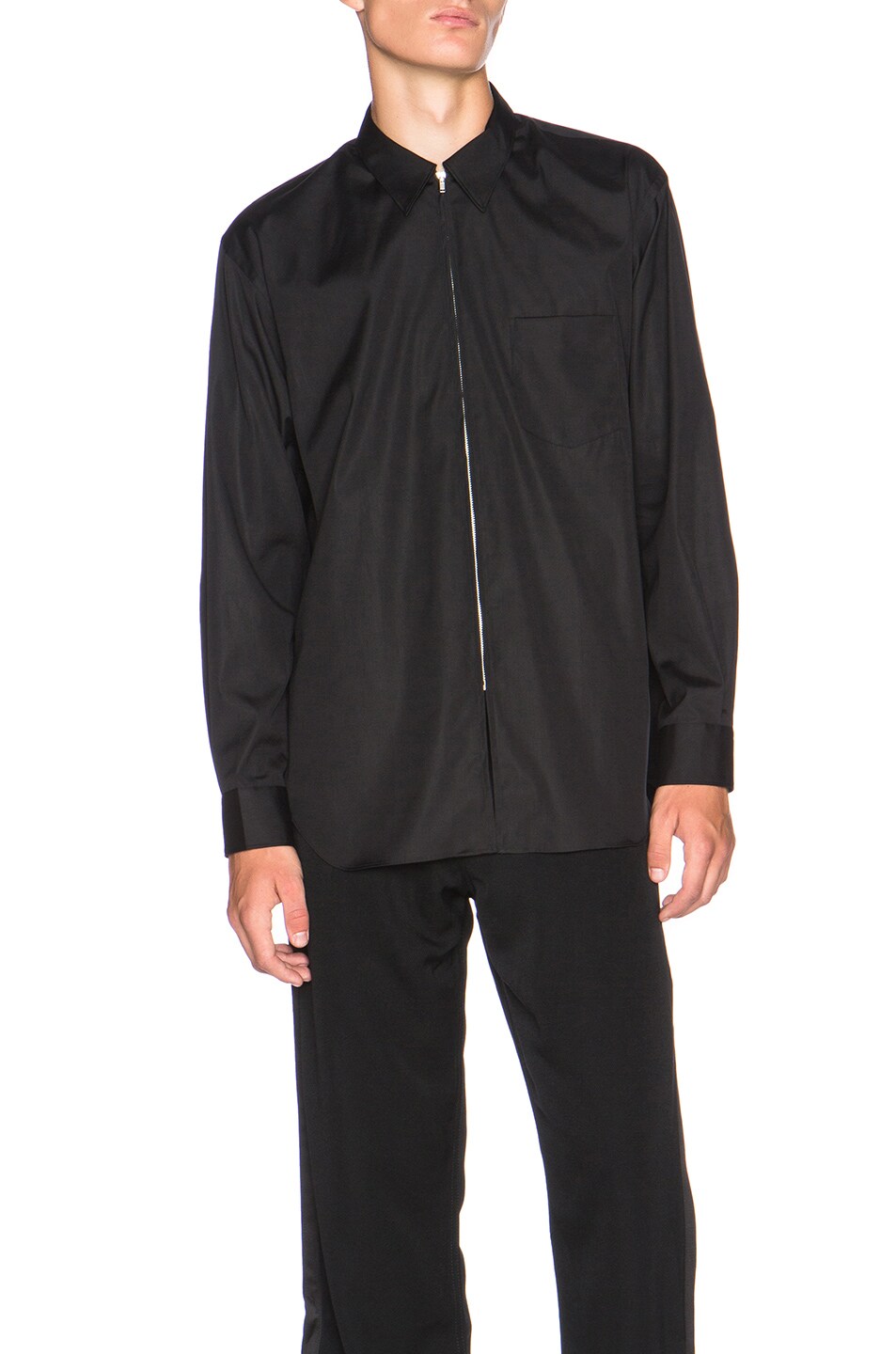 Image 1 of COMME des GARCONS SHIRT Front Zip Poplin Shirt in Black