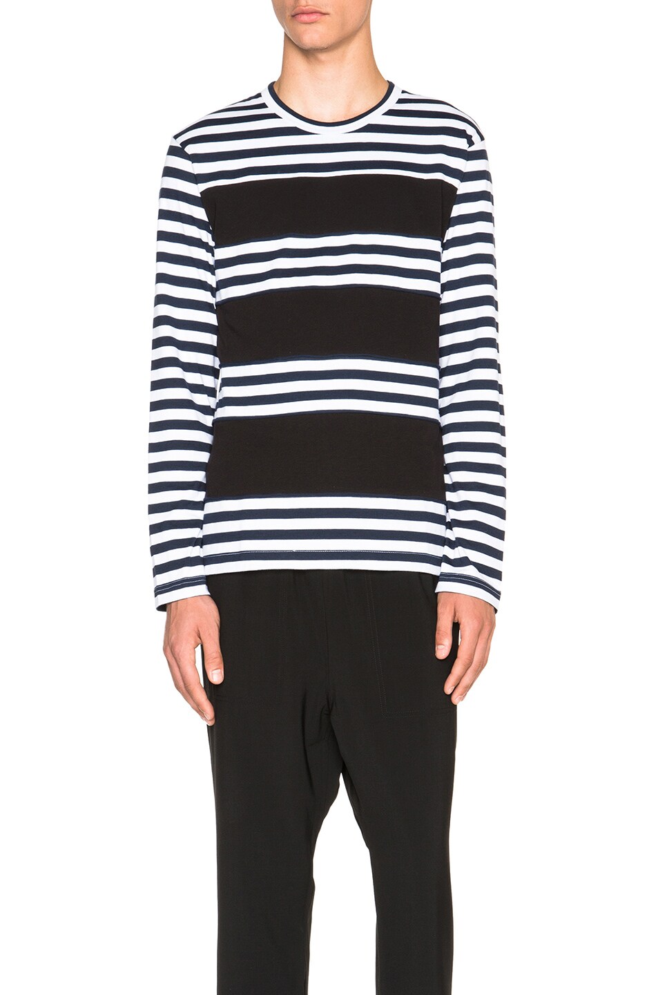 Image 1 of COMME des GARCONS SHIRT Cotton Jersey Stripe Tee in Black