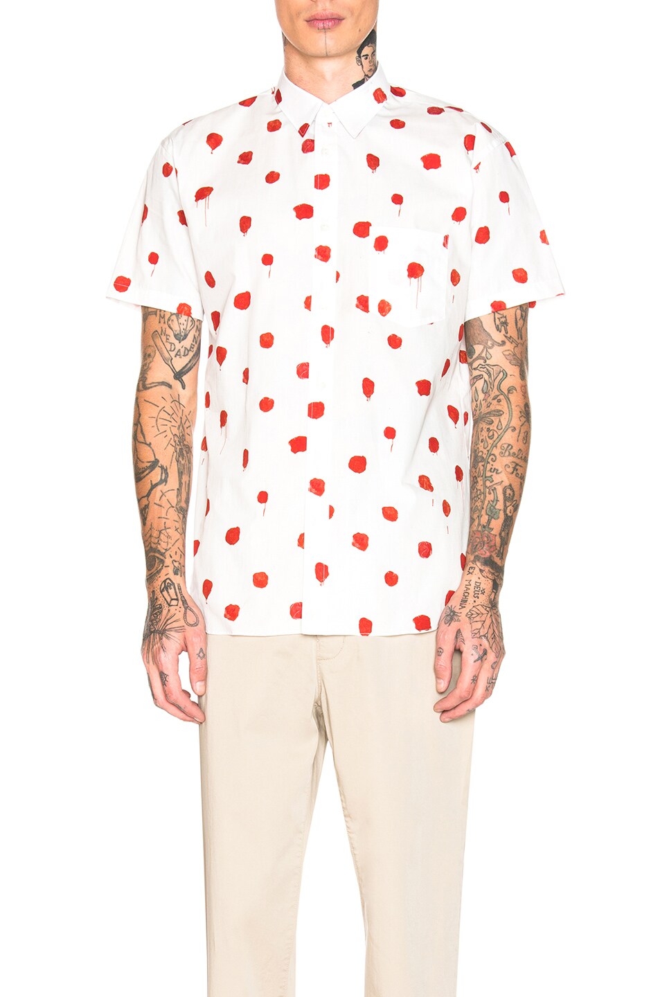 Image 1 of COMME des GARCONS SHIRT Cotton Poplin Printed Shirt in White