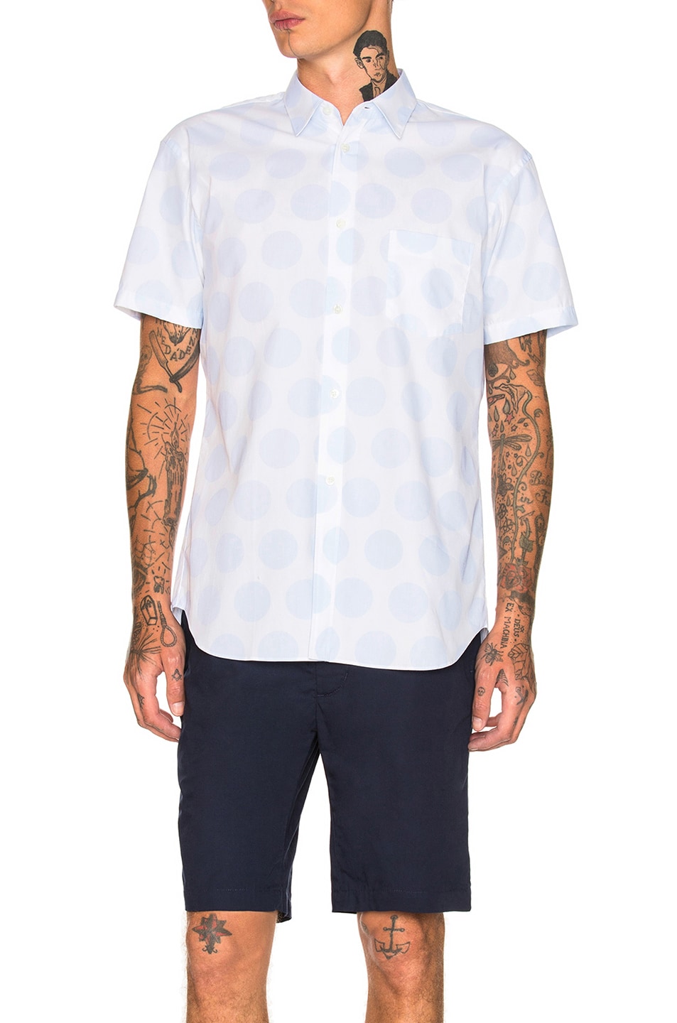 Image 1 of COMME des GARCONS SHIRT Dots Shirt in White & Blue