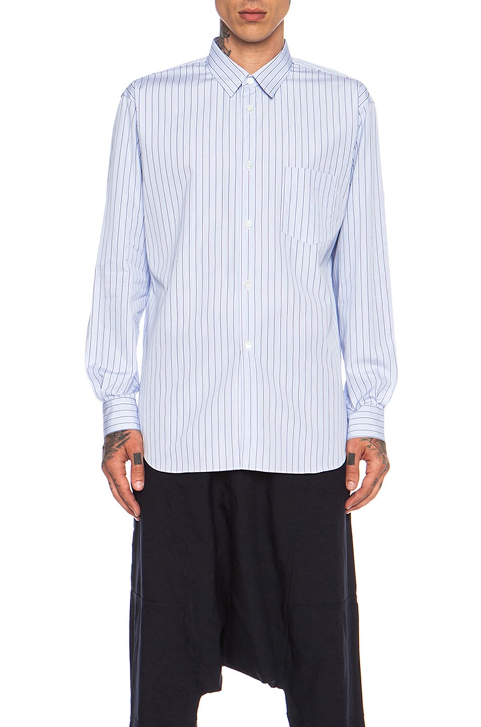 Image 1 of COMME des GARCONS SHIRT Forever Poplin Button Down in Blue Stripe