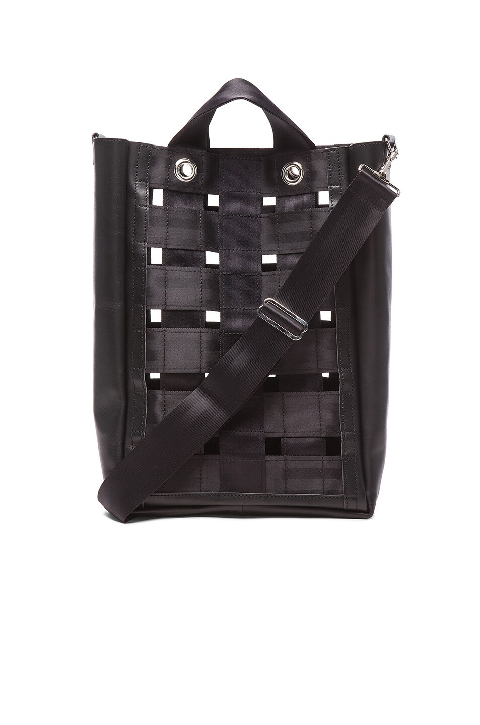 Image 1 of COMME des GARCONS SHIRT Woven Nylon Leather Tote in Black
