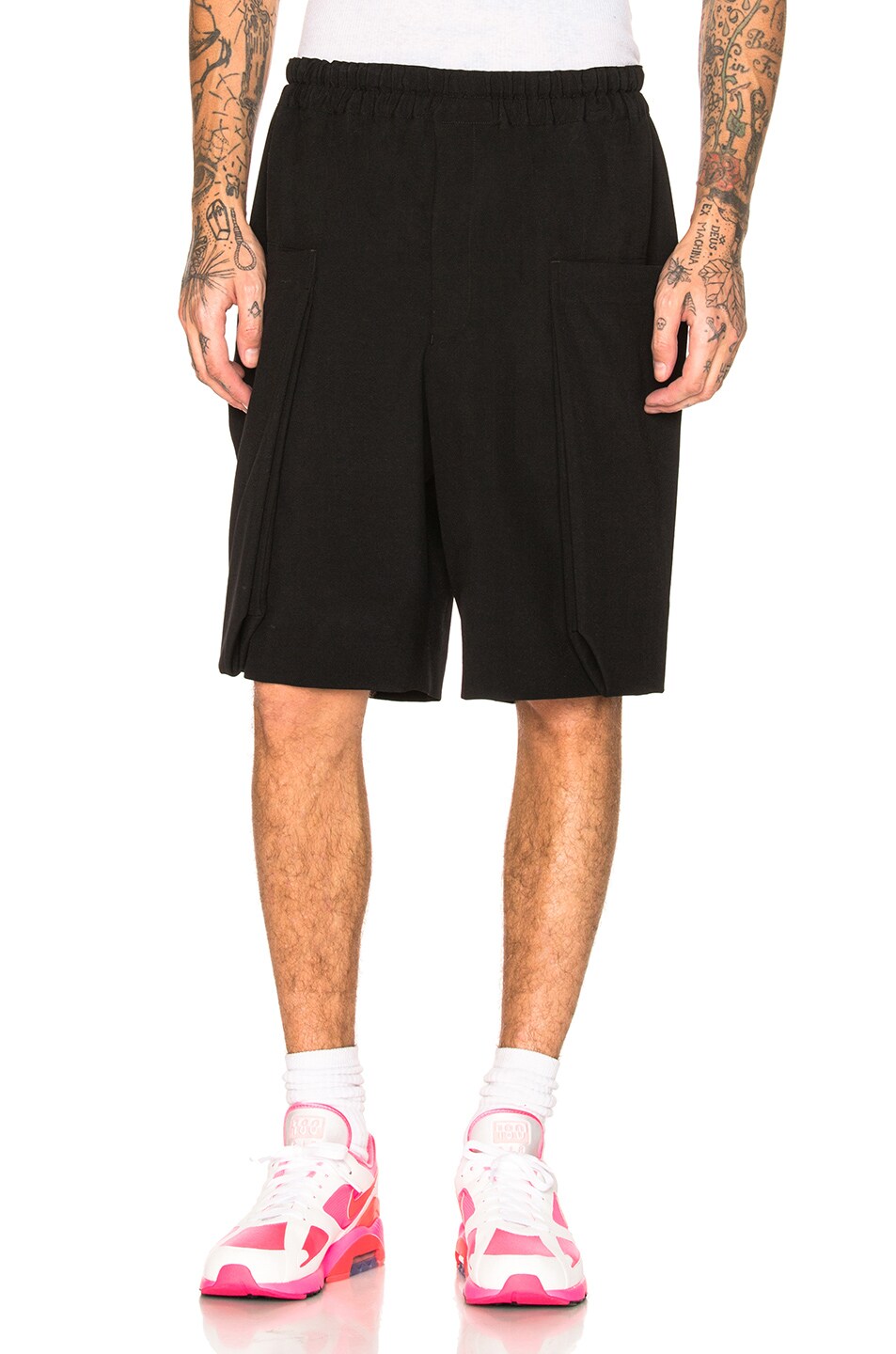 Image 1 of COMME des GARCONS Homme Plus Tropical Wool Shorts in Black