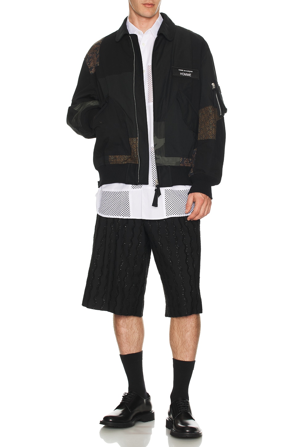 Image 1 of COMME des GARCONS Homme Plus Viera Mall Embroidery Shorts in Black