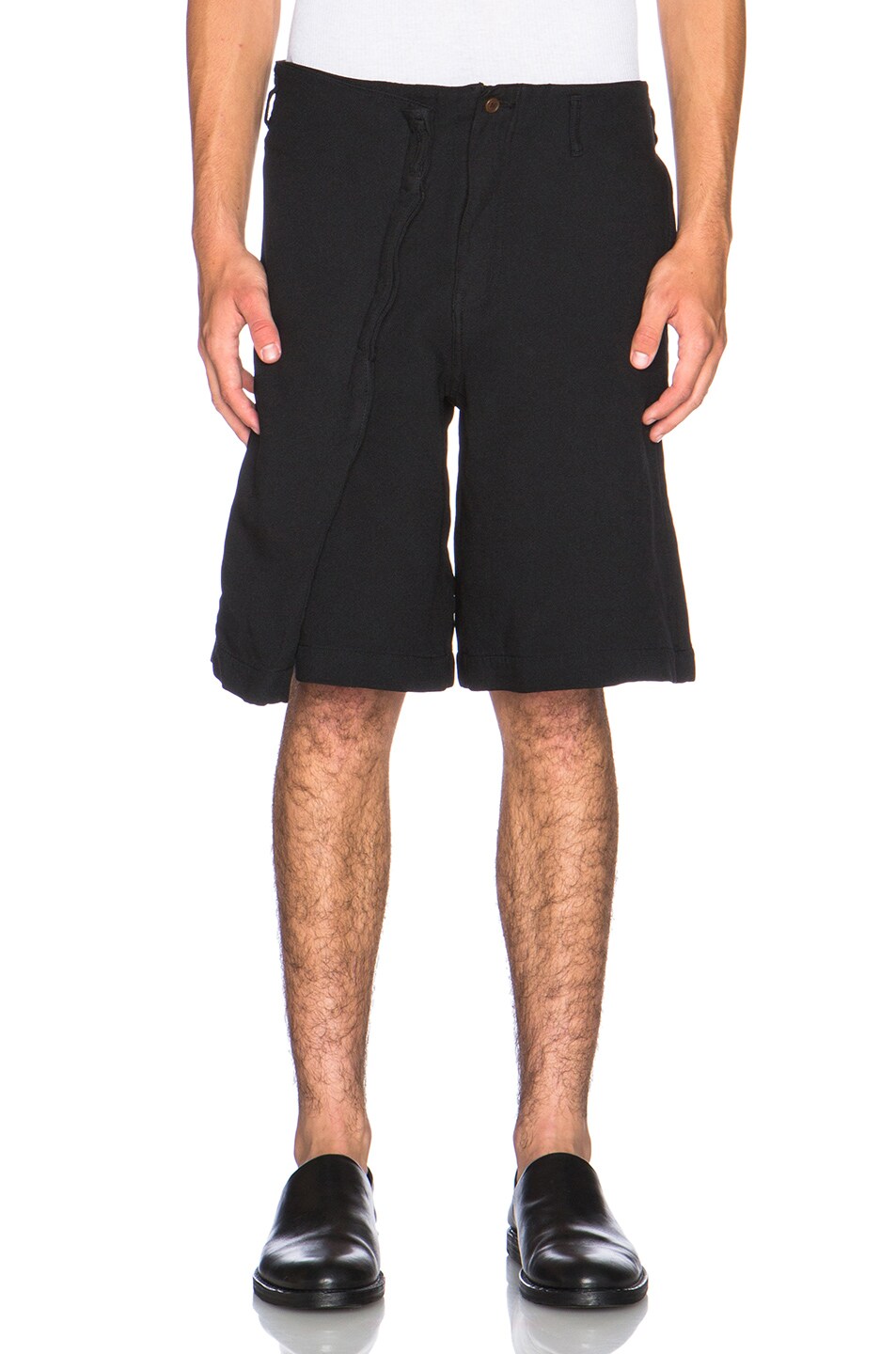 Image 1 of COMME des GARCONS Homme Plus Ester Double Cloth Fold Over Shorts in Black