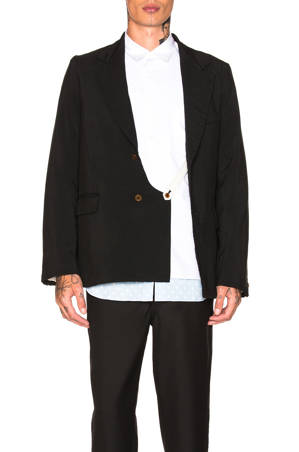 Image 1 of COMME des GARCONS Homme Plus Tropical Garment Treated Jacket in Black & White
