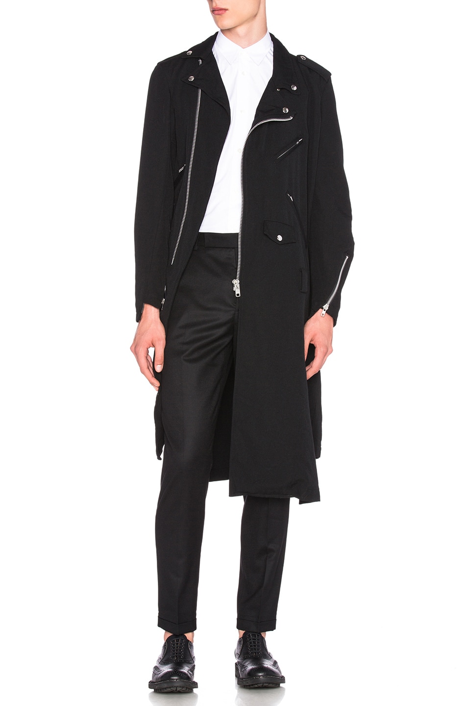 Image 1 of COMME des GARCONS Homme Plus Long Wool Gabardine Moto Jacket in Black