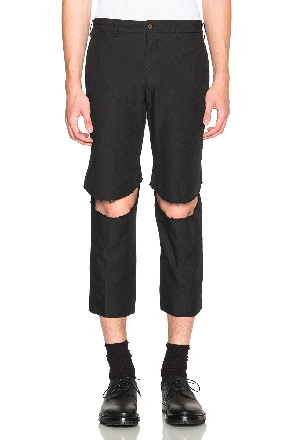 Image 1 of COMME des GARCONS Homme Plus Cut Knee Trousers in Black