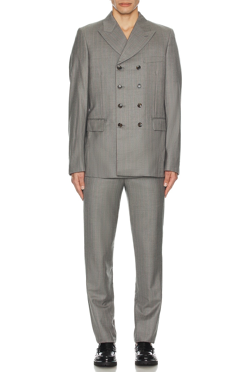 Image 1 of COMME des GARCONS Homme Plus Pencil Striped Pant in Grey & Pink