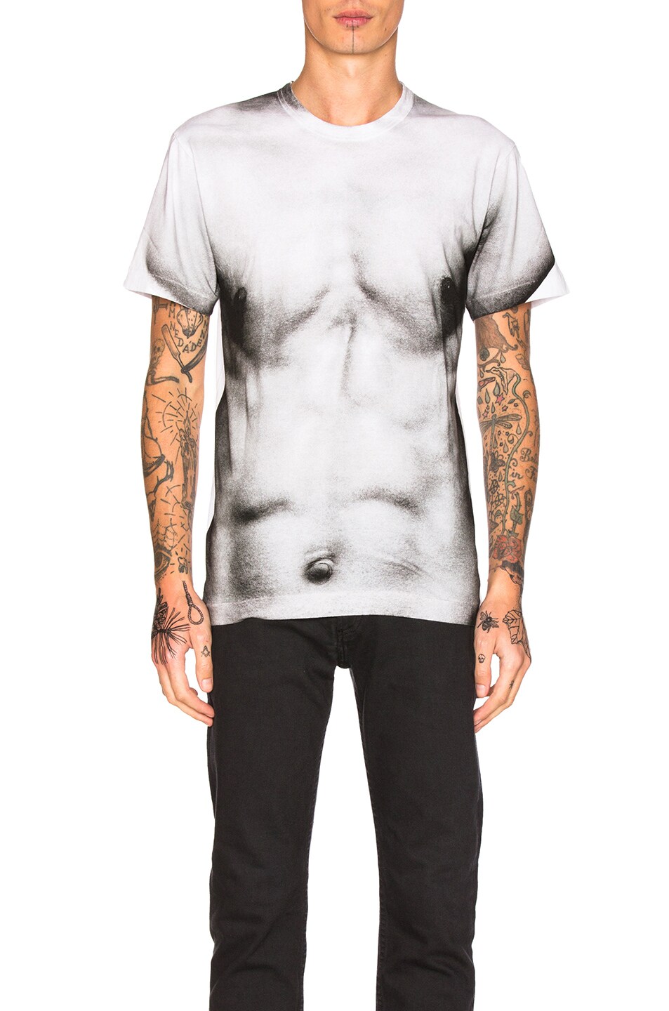 Image 1 of COMME des GARCONS Homme Plus Cotton Jersey T-Shirt in White & Black