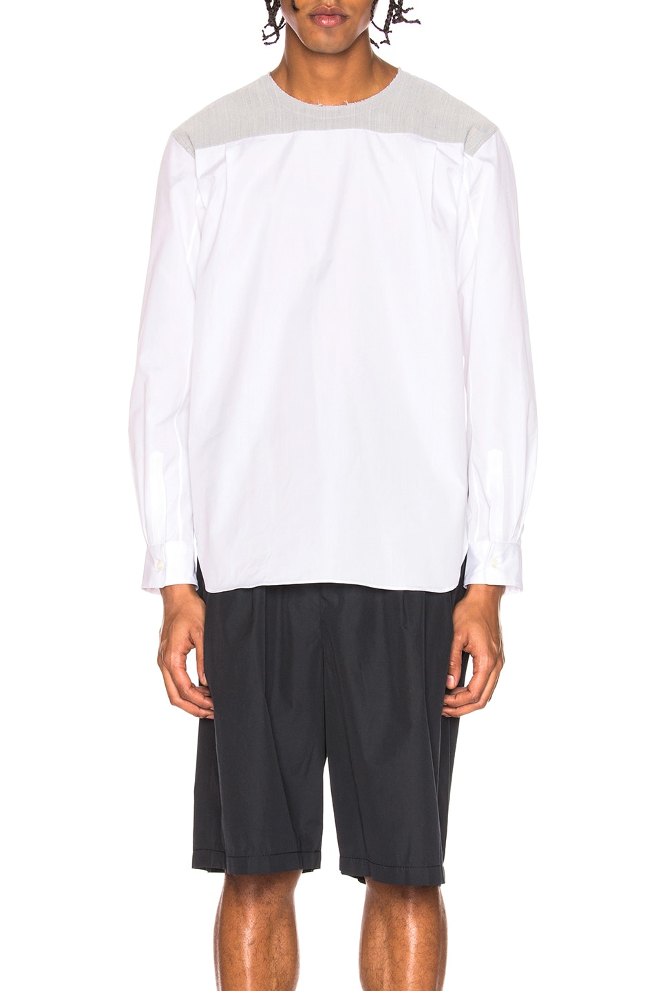 Image 1 of COMME des GARCONS Homme Plus Polyester Hair Cloth Shirt in White & Light Grey
