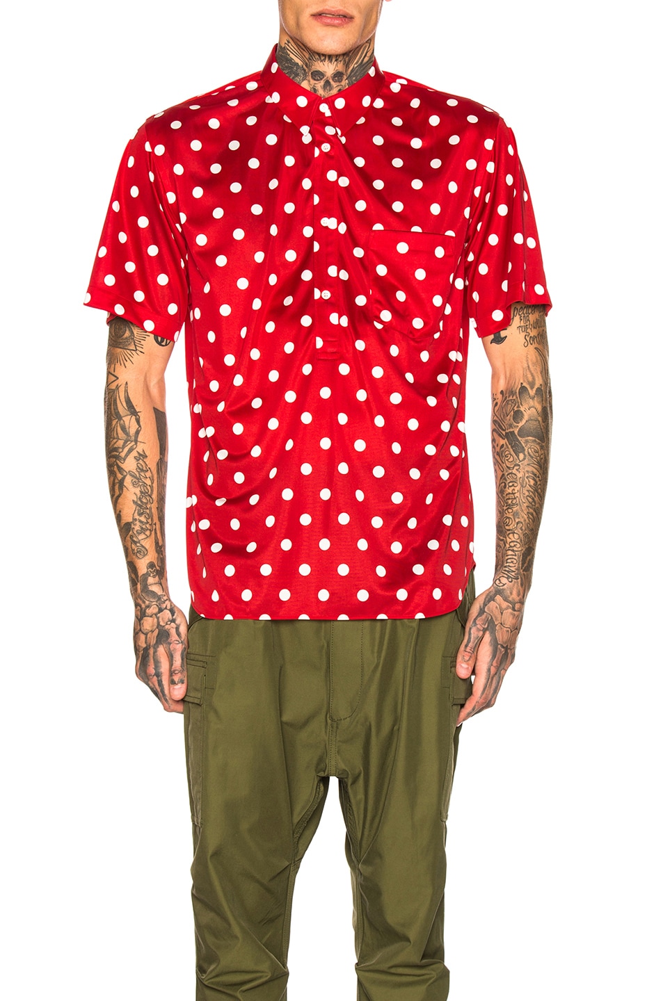 Image 1 of COMME des GARCONS Homme Plus Printed Shirt in Red & Off White