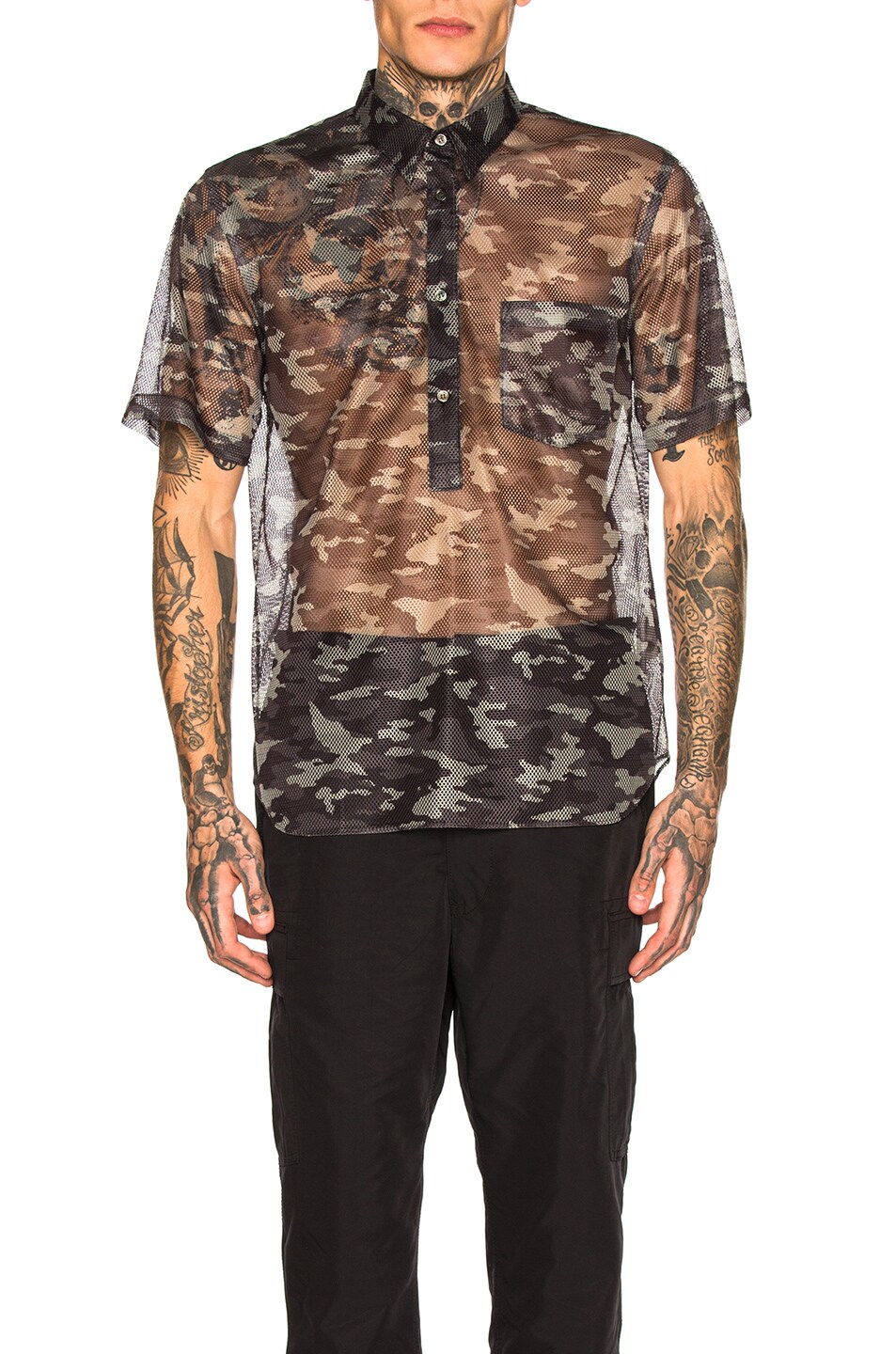 Image 1 of COMME des GARCONS Homme Plus Printed Shirt in Black & Khaki