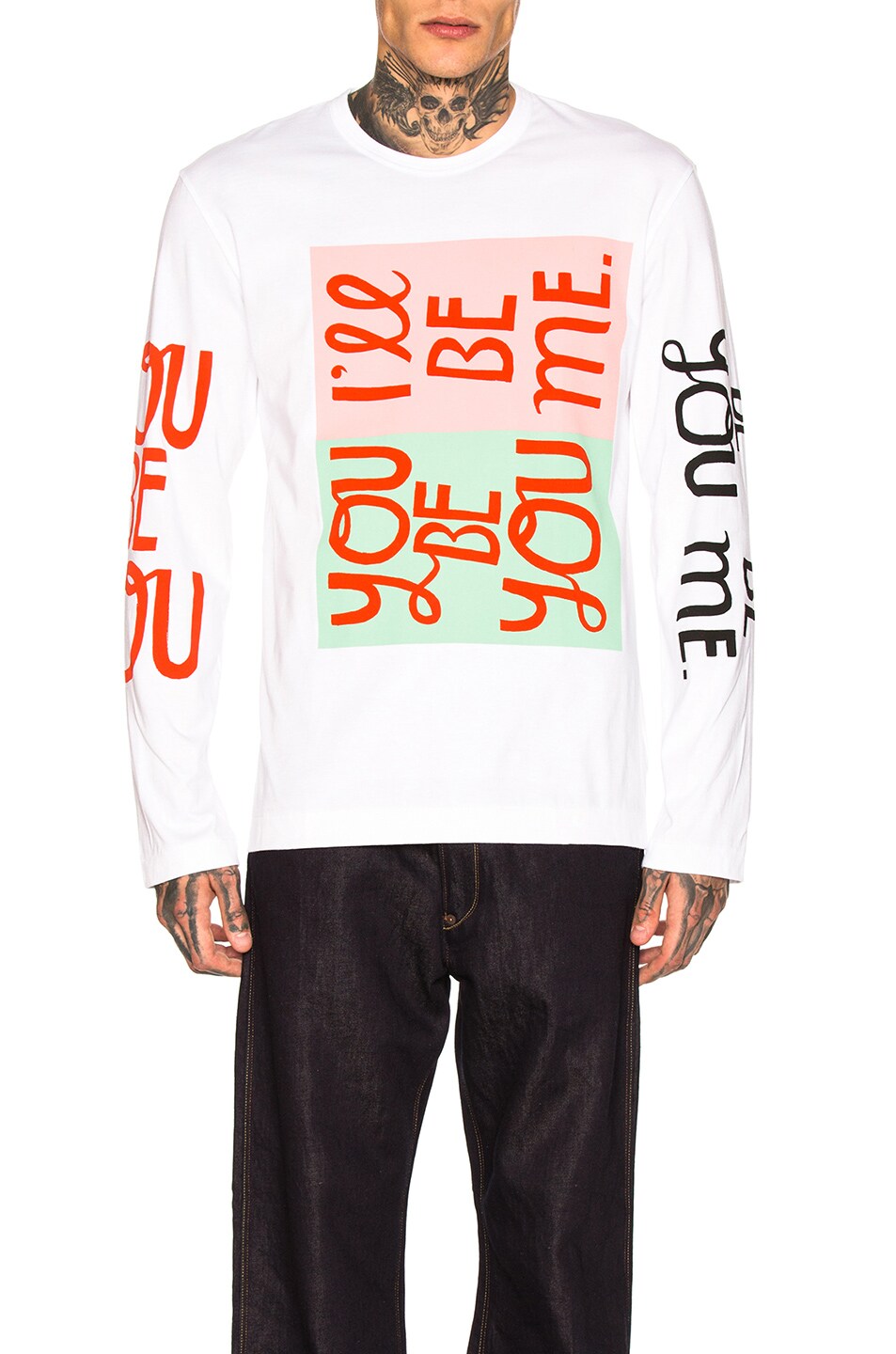 Image 1 of COMME des GARCONS Homme Plus Long Sleeve Printed Tee in White