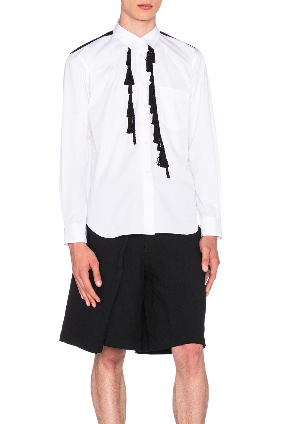 Image 1 of COMME des GARCONS Homme Plus Broad Cotton Shirt with Cupra Jacquard in Black & White