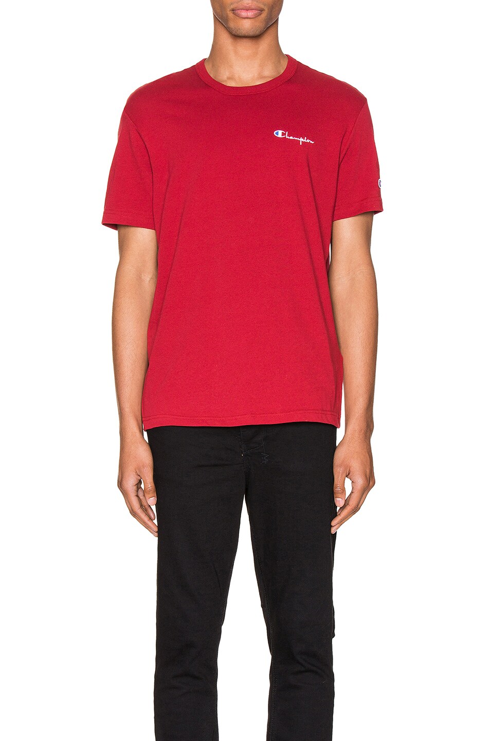 Image 1 of Champion Reverse Weave Small Script T-Shirt in Scarlet