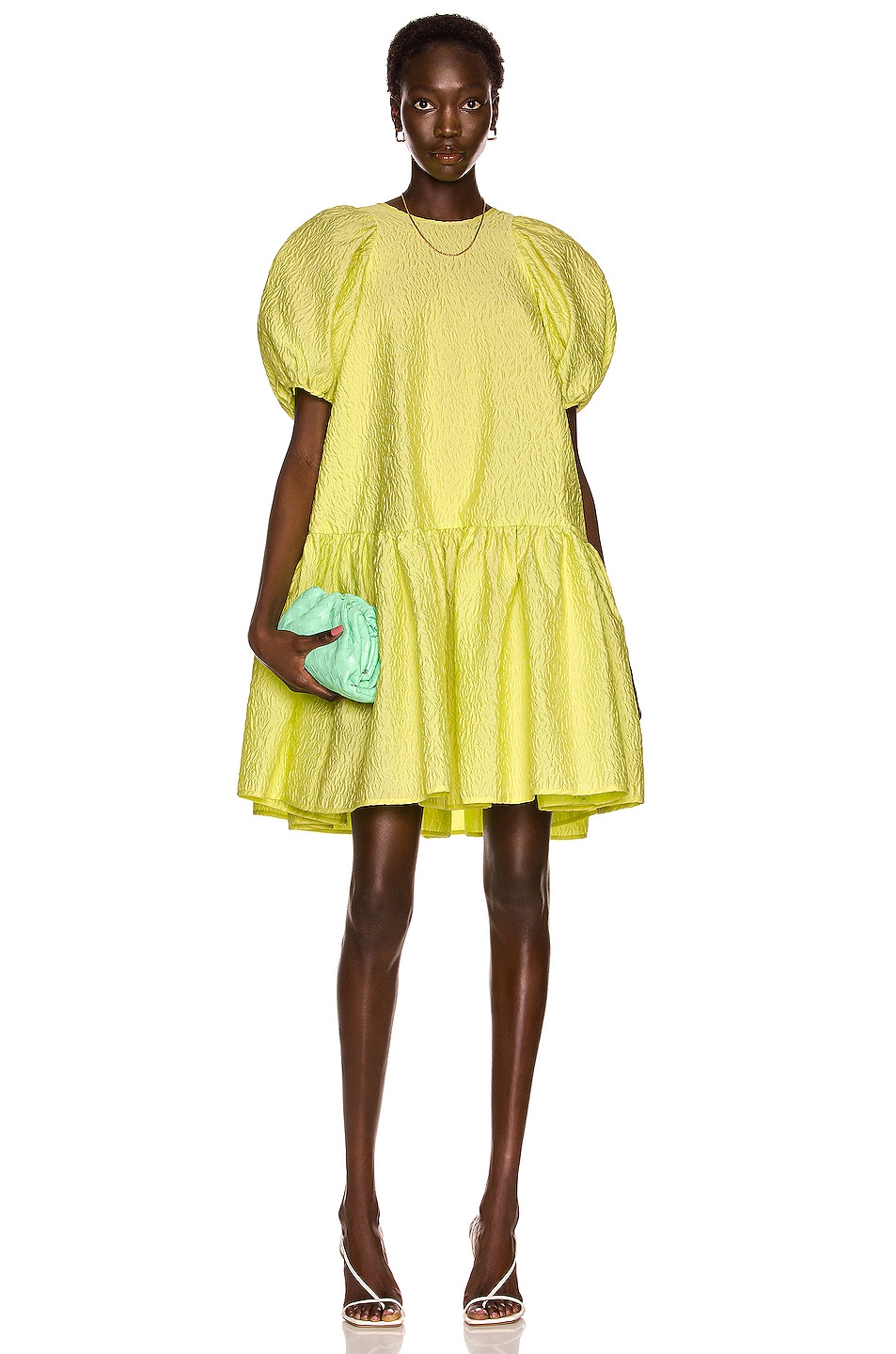 Image 1 of Cecilie Bahnsen Alexa Dress in Lime Yellow
