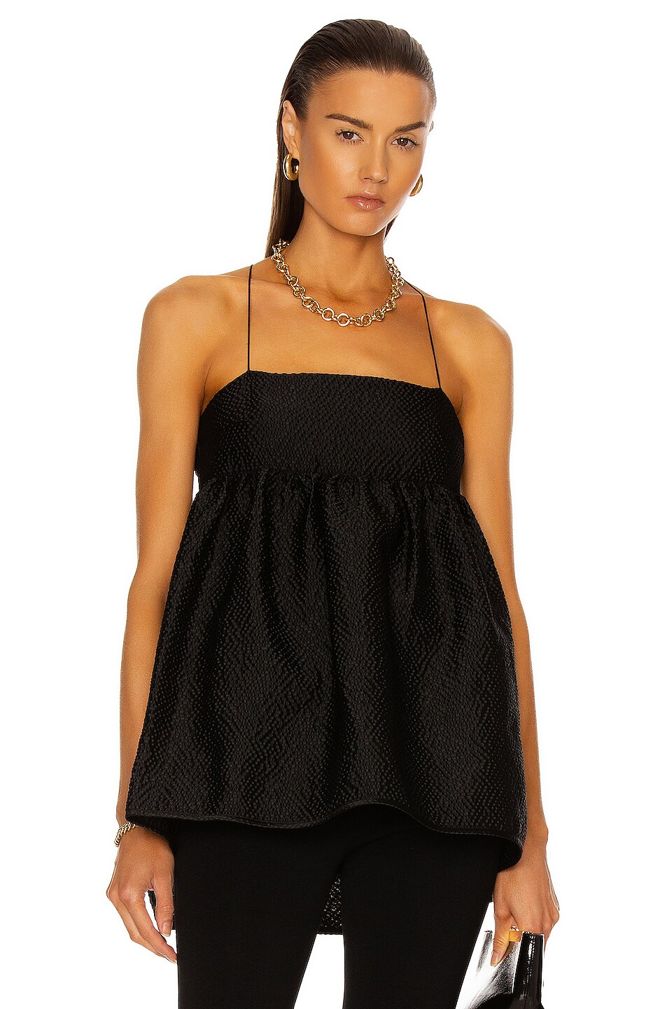 Image 1 of Cecilie Bahnsen Hortensia Sleeveless With Open Back Top in Black
