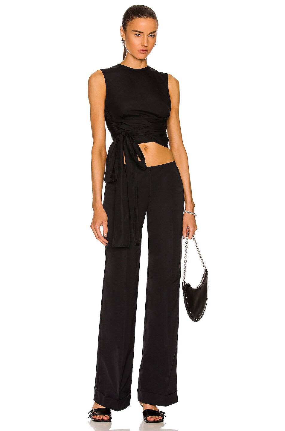 Image 1 of Cecilie Bahnsen Ferida Overlay Top in Black