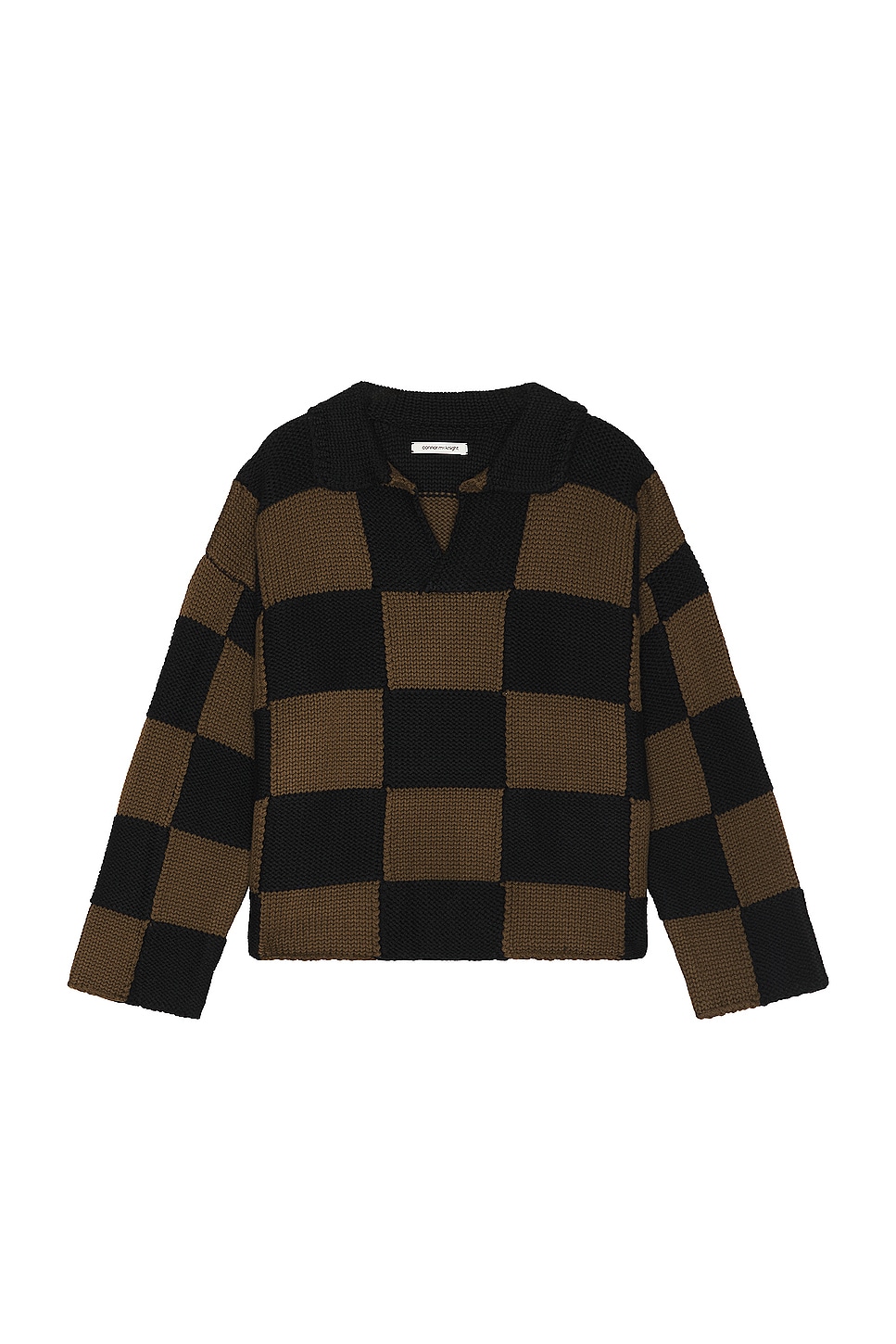 Checkerboard Pullover Sweater in Brown