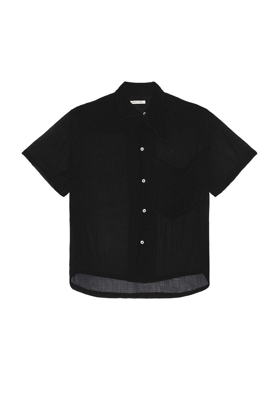 Crinkle Short Sleeve Big Pocket Shirt in Black