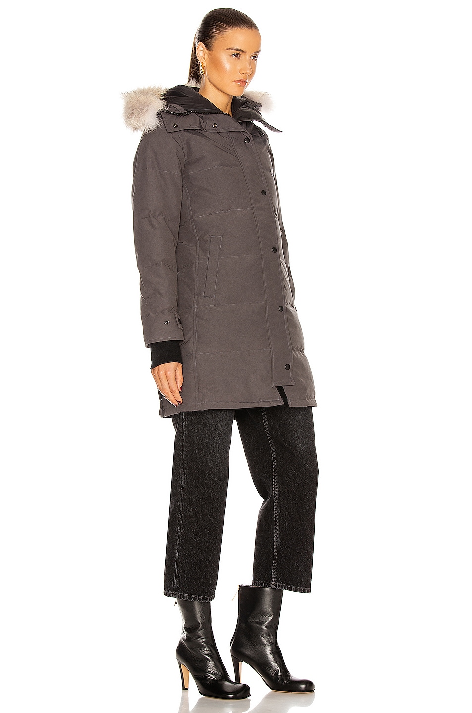 Canada Goose Shelburne Parka with Coyote Fur in Graphite | FWRD