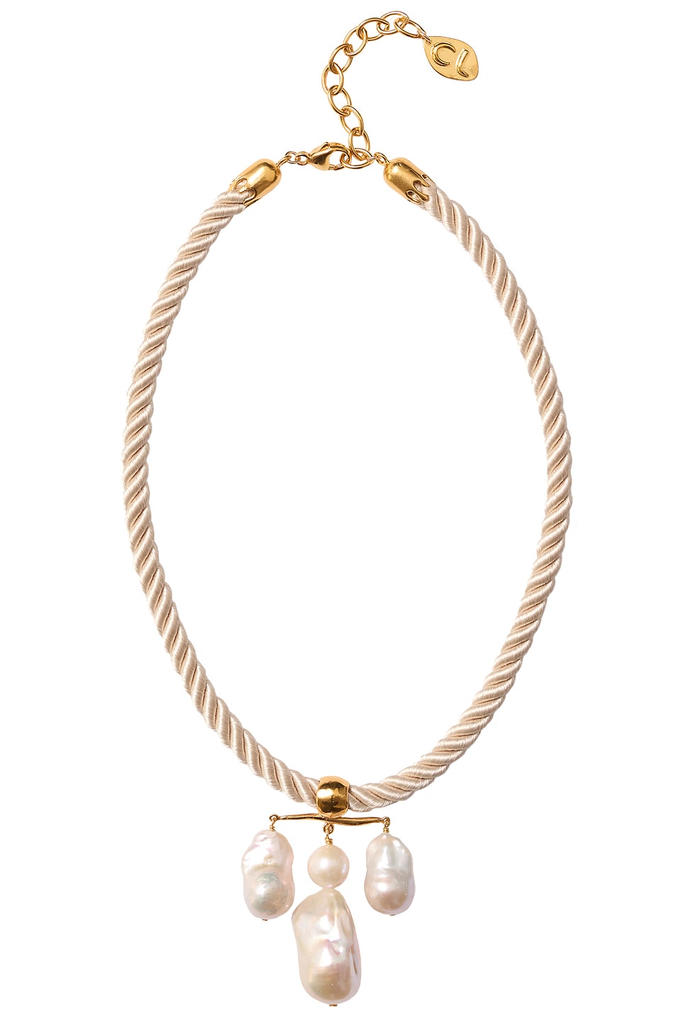 Image 1 of CHAN LUU Caroline Twist Cord Necklace in White Pearl