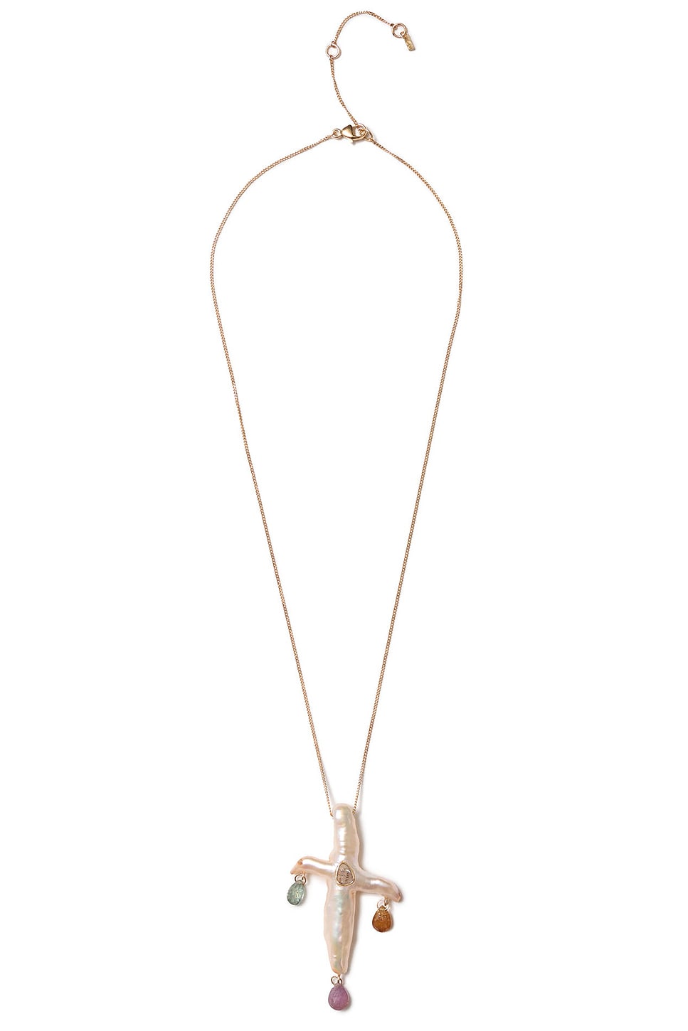 Chan Luu Chandelier Pearl Cross Necklace In White