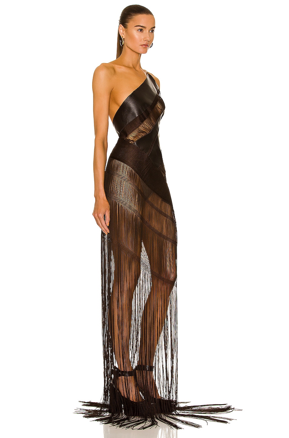 Christopher Esber Crochet Twisted Fringe Dress In Chocolate FWRD christopher-esber-crochet-twisted-fringe-dress-in-chocolate-fwrd