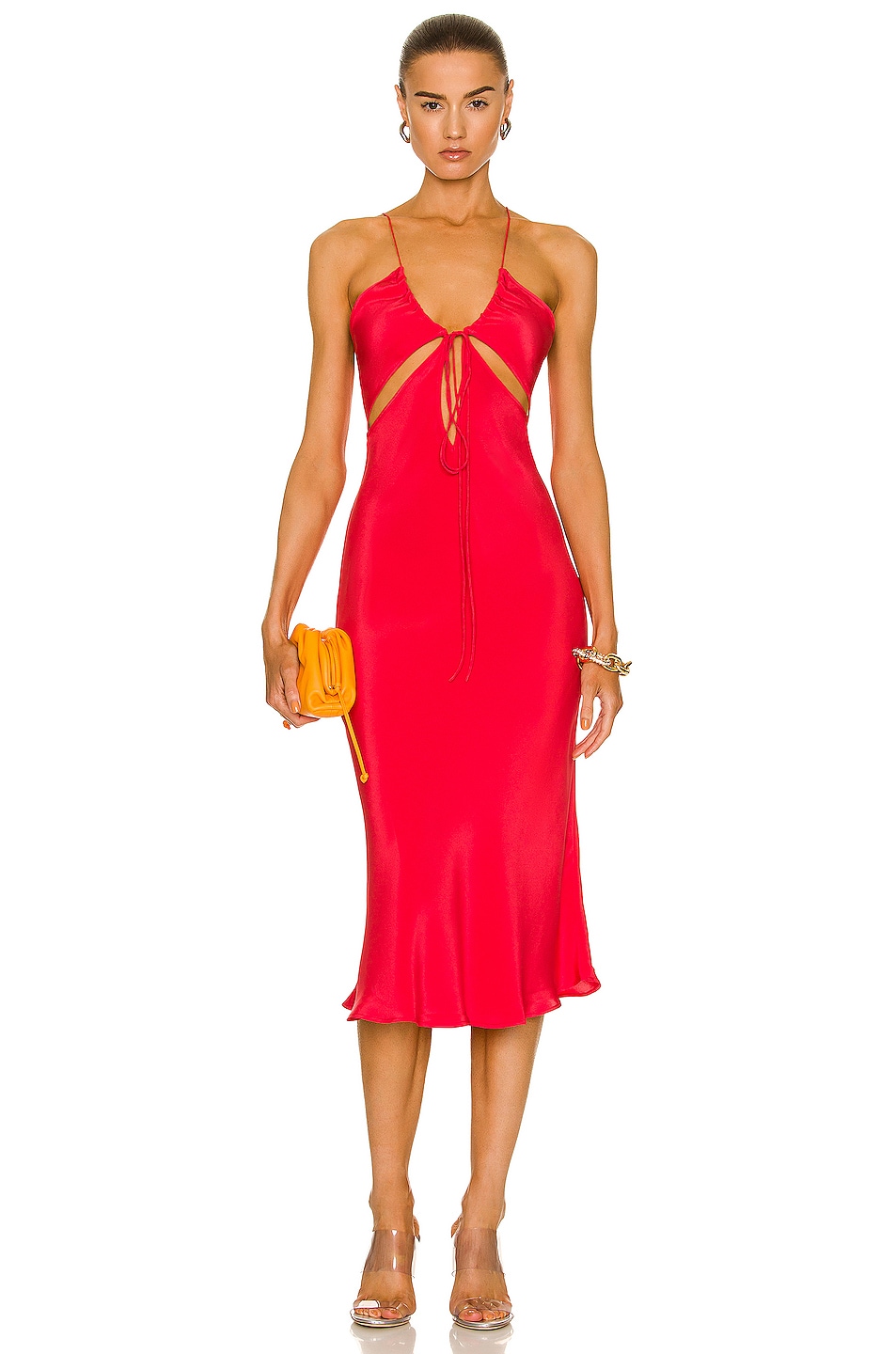 Image 1 of Christopher Esber Triquetra Front Tie Slip Dress in Chilli