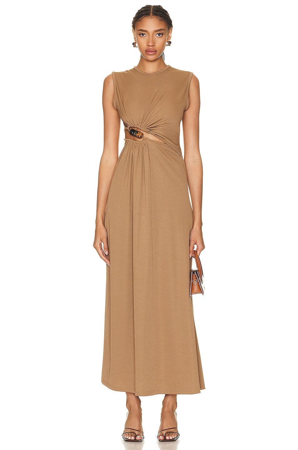 Christopher Esber Ruched Quartz Abacus Dress In Tannin Fwrd Christopher Esber Ruched Quartz Abacus Dress In Tannin Fwrd