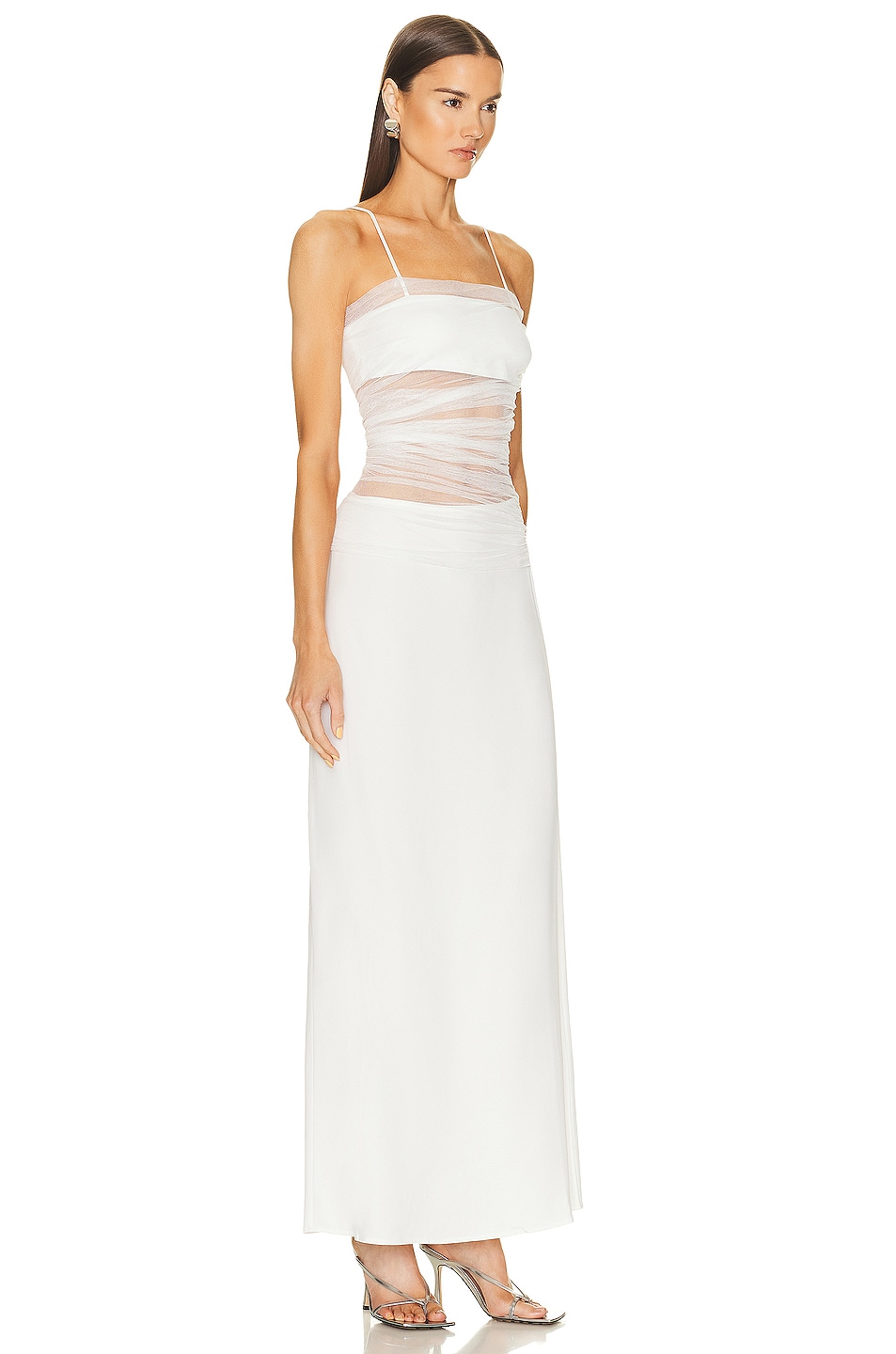 Christopher Esber Contrast Sheer Panel Dress in WHITE | FWRD