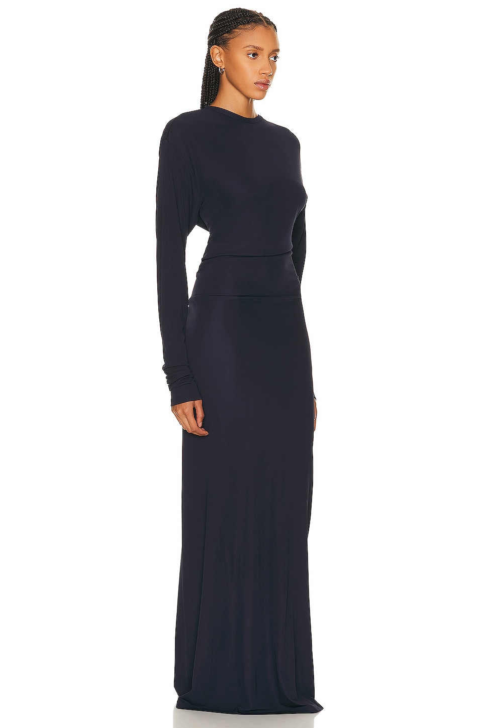 Christopher Esber Side Cowl Long Sleeve Dress in Ink | FWRD