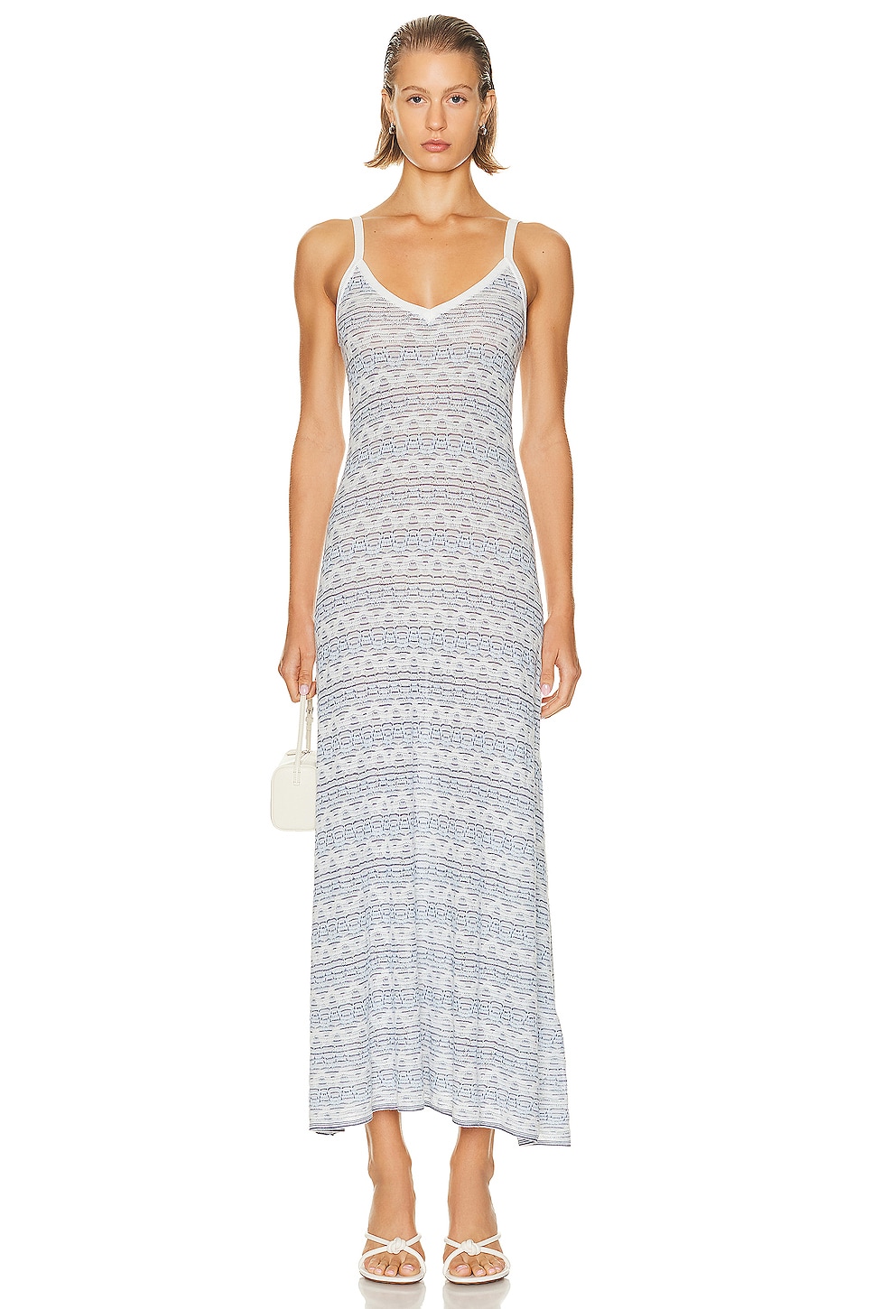 Image 1 of Christopher Esber Palais Knit Cami Dress in White & Electric Blue