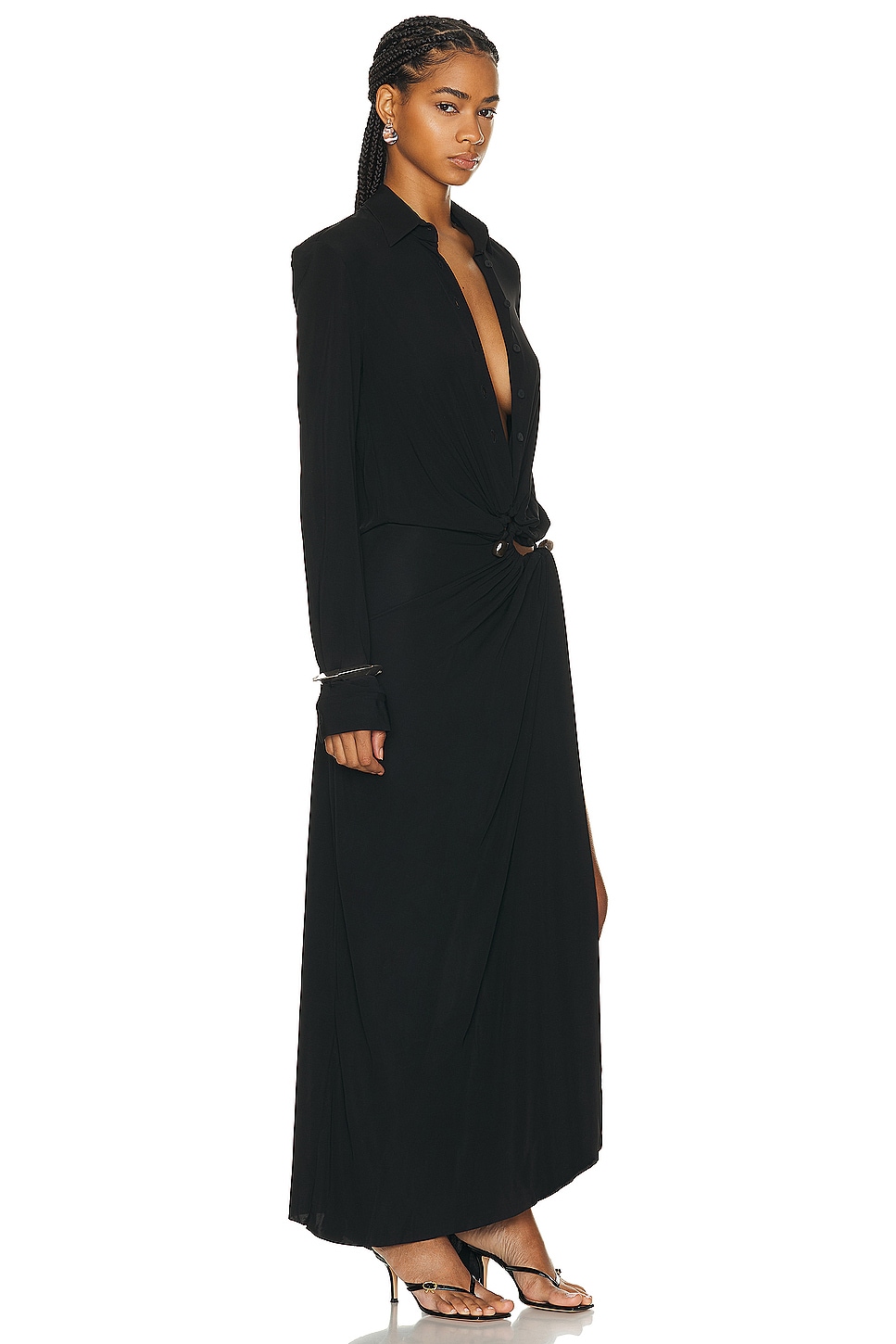 CHRISTOPHER ESBER Odessa Arced Knitted Long Sleeve Top (Black) main image 1