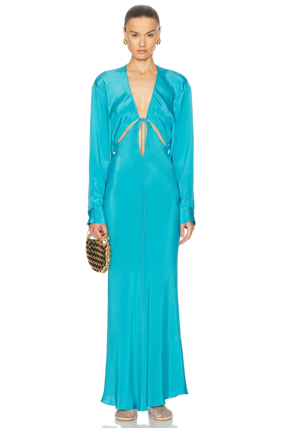 Image 1 of Christopher Esber Triquetra Front Tie Shirt Dress in Lagoon