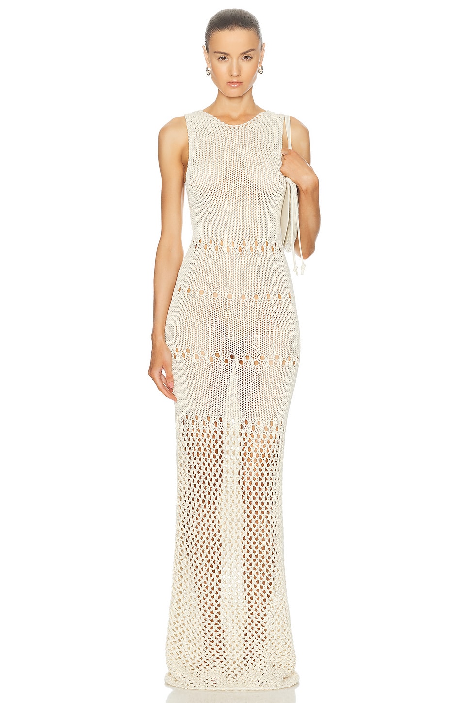 Image 1 of Christopher Esber Pointelle Fractus Midi Tank Dress in Cream