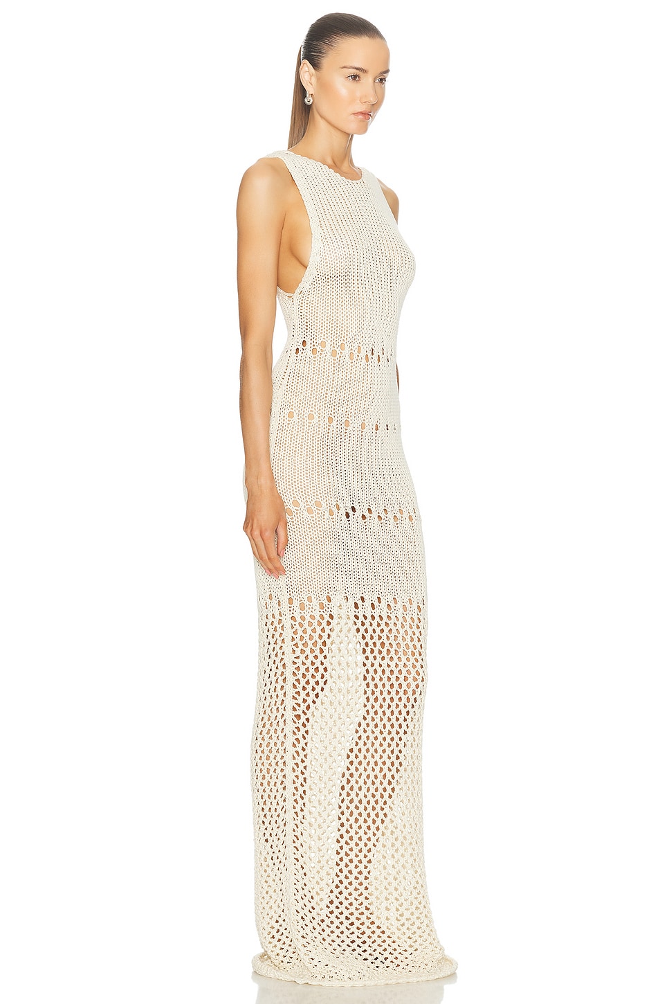 Shop Christopher Esber Pointelle Fractus Midi Tank Dress In Cream