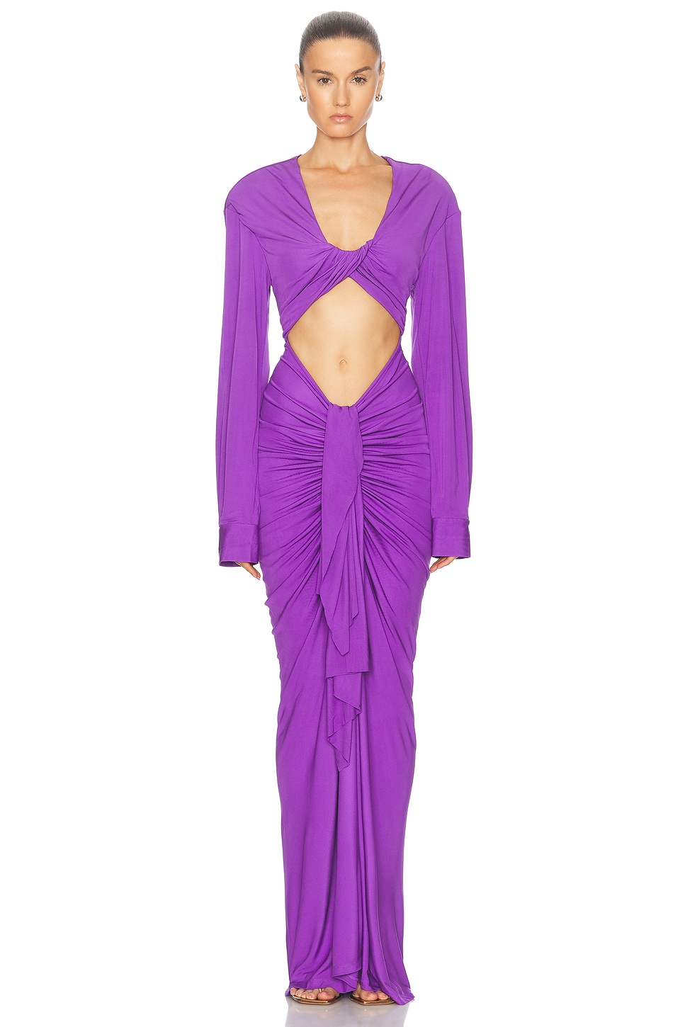 Image 1 of Christopher Esber Vivenda Drape Front Long Sleeve Dress in Grape