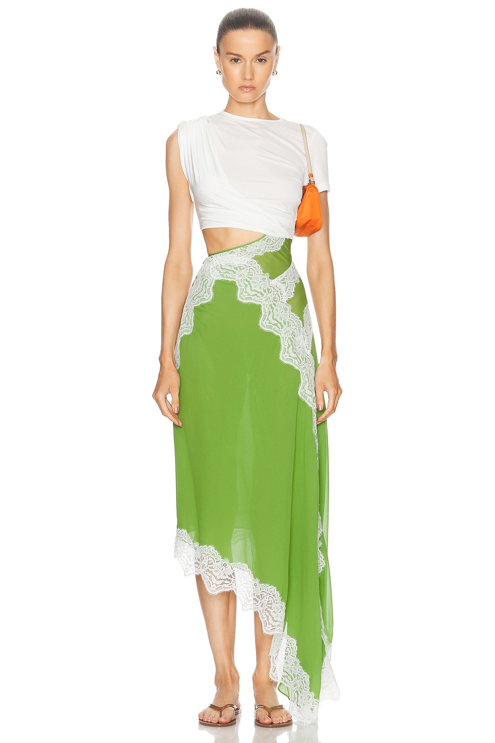 Image 1 of Christopher Esber Verve Twisted Tee Dress in Verde & White