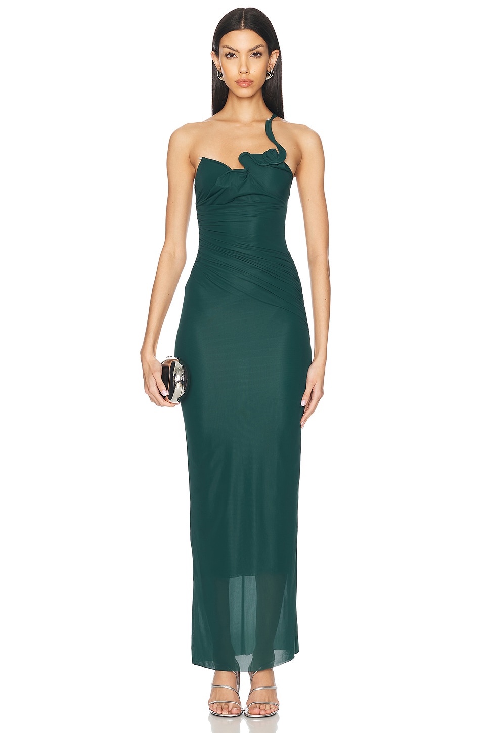 Image 1 of Christopher Esber Venusa Single Strap Cami Dress in Evergreen