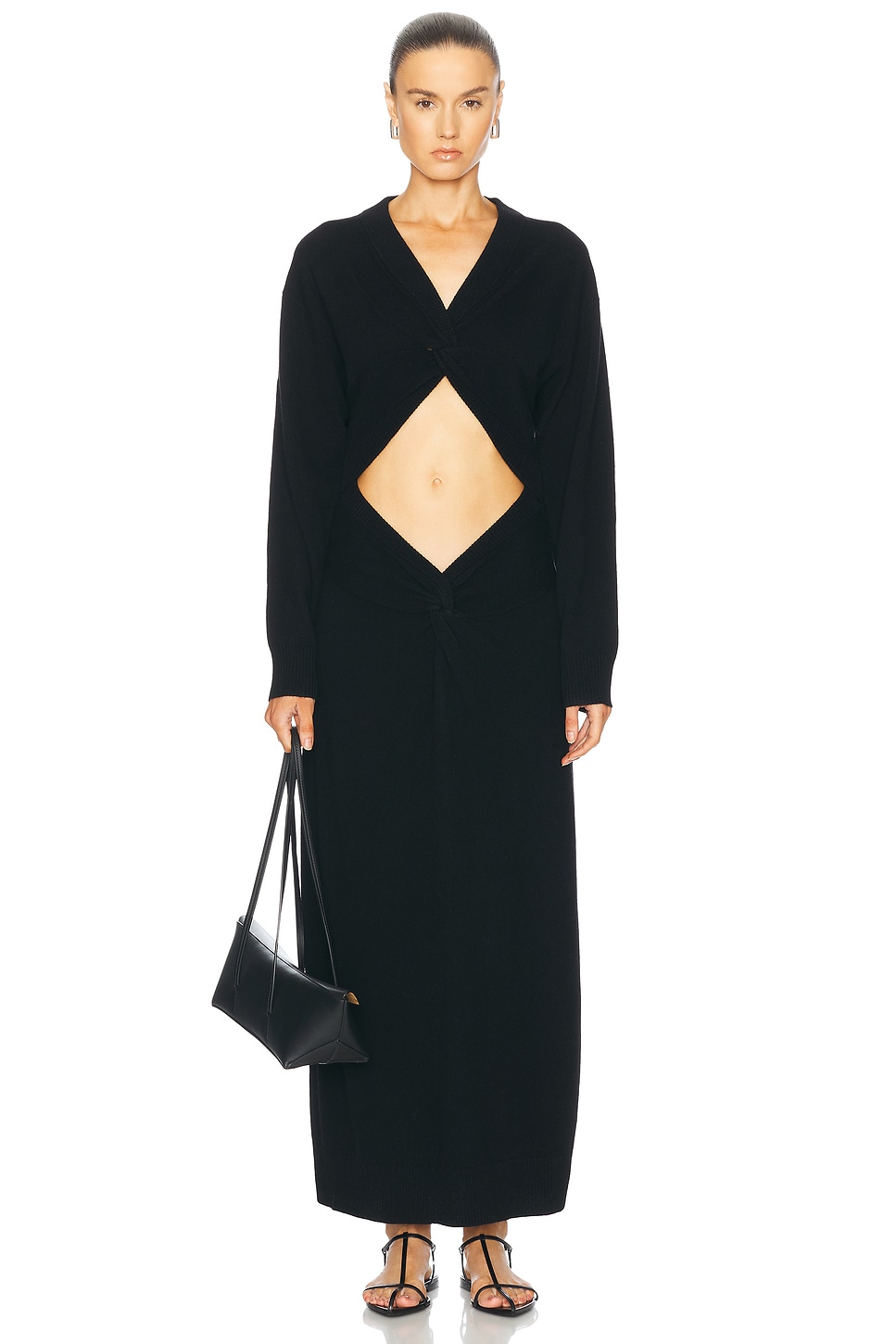 Image 1 of Christopher Esber Twist Disconnect Cashmere Dress in Black