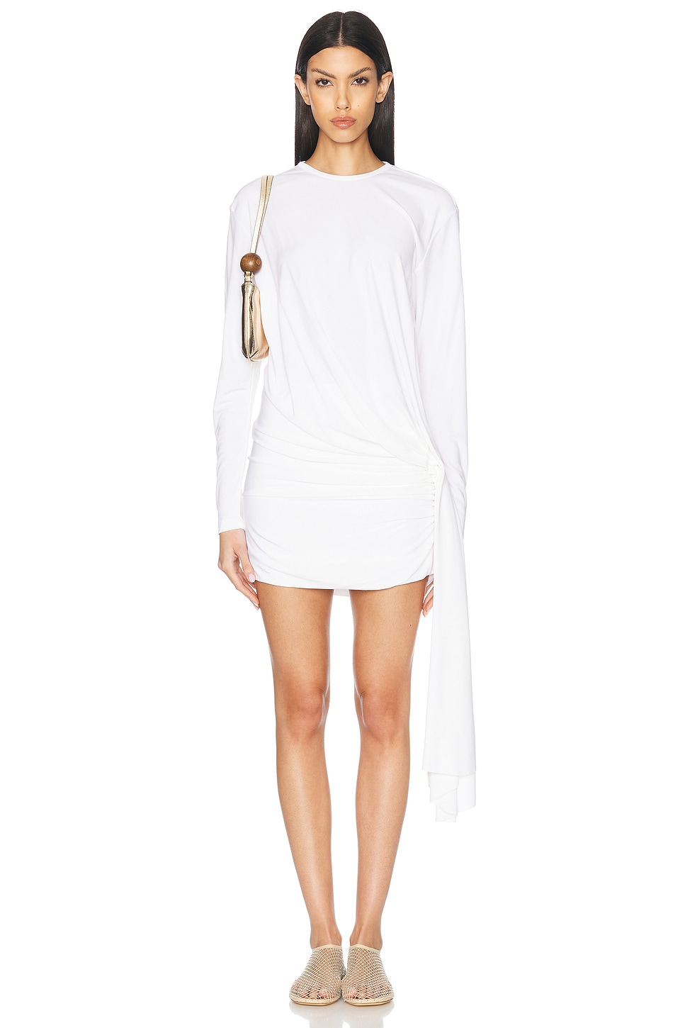 Image 1 of Christopher Esber Side Cowl Drape Extension Dress in White