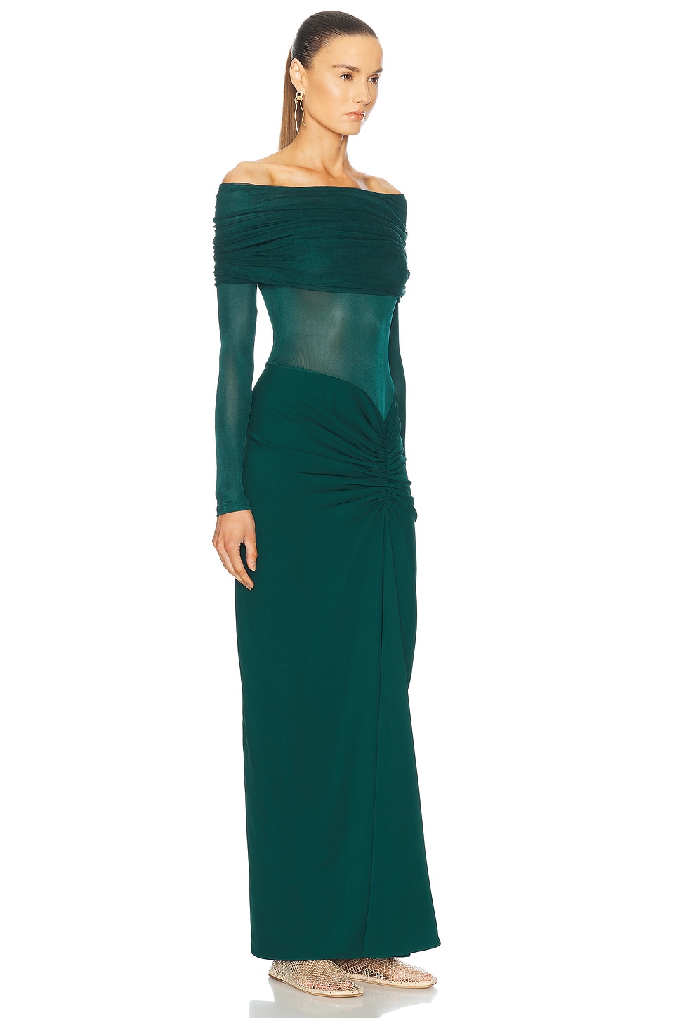 Christopher Esber Sonora Veiled Long Sleeve Ruched Dress thumbnail